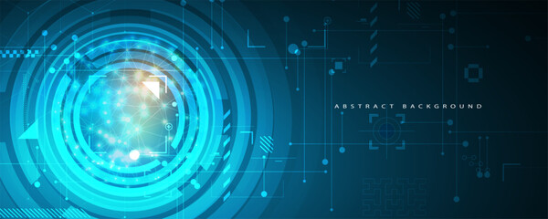 Abstract Artificial intelligence. Cloud computing. Machine learning. Technology web background. Virtual concept futuristic background. Vector art.