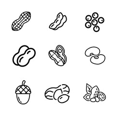 Icon sets. Peanuts, green beans, nuts, seeds