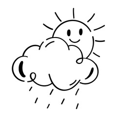 Beautiful hand drawn icon of rainy weather 