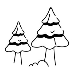 Easy to use hand drawn icon of forest 