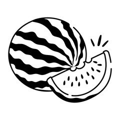 Download hand drawn icon of watermelon 