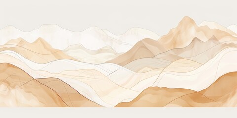Obraz premium Minimalist single-line drawing of mountainous contours that evoke a sense of peace and solitude. 