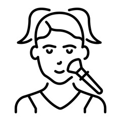 An outline icon of girl applying makeup 