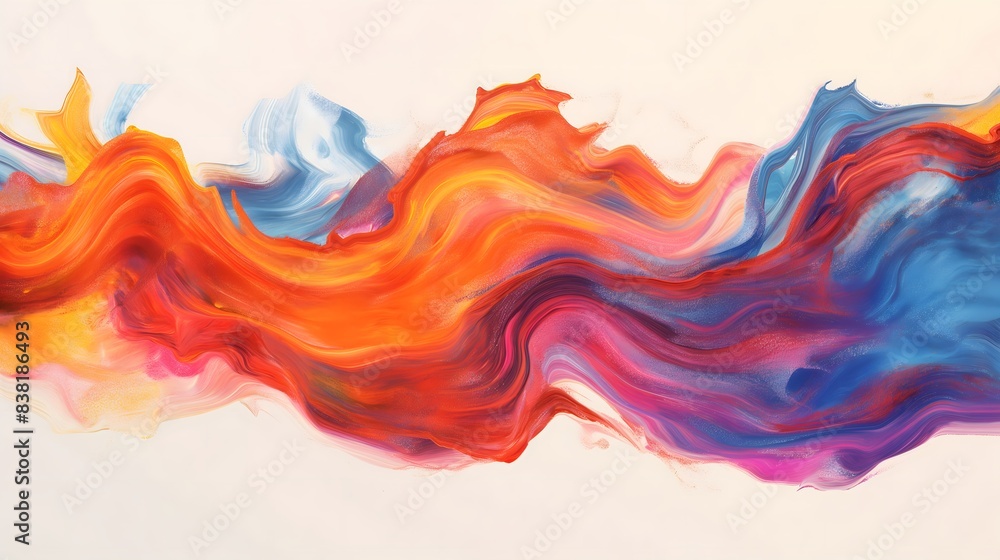 Poster 7. picture an evocative visualization of an abstract wave of paint unfolding on a blank canvas, its 
