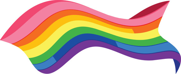 Waving ribbon of new progress Pride flag. Rainbow LGBT symbol.