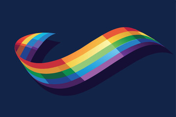 Waving ribbon of new progress Pride flag. Rainbow LGBT symbol.