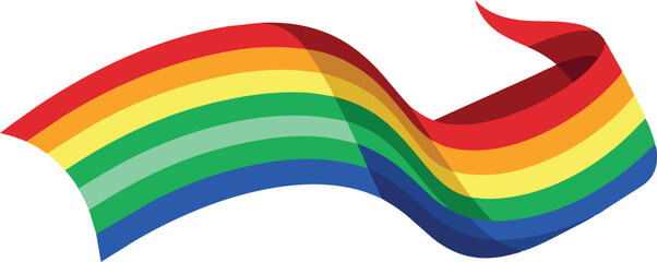 Waving ribbon of new progress Pride flag. Rainbow LGBT symbol.