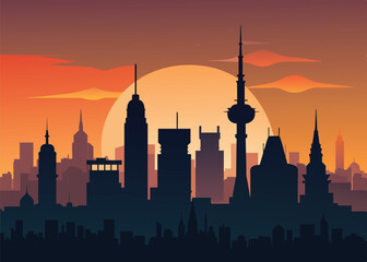 Fototapeta premium Silhouette skyline illustration.