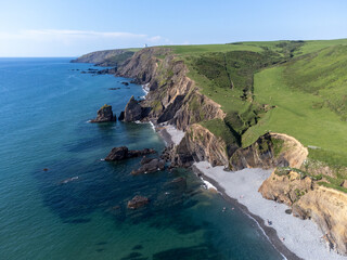 sandy mouth from the air cornwall england uk 