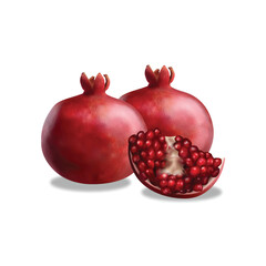 pomegranate isolated on white