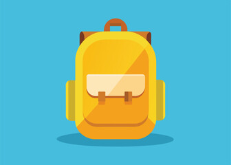 ellow backpack 3d icon, school or travel digital illustration.
