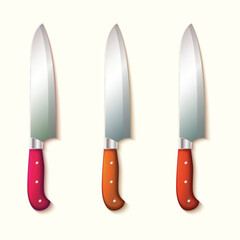 3 knives isolated on white