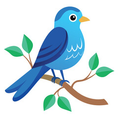Beautiful blue bird on a tree branch vector illustration 