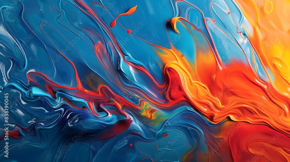 Poster 3. picture a captivating visualization of an abstract wave of paint sweeping across a blank canvas, 