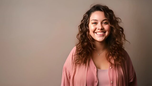 Portrait of Young plus size girl smiling happy standing