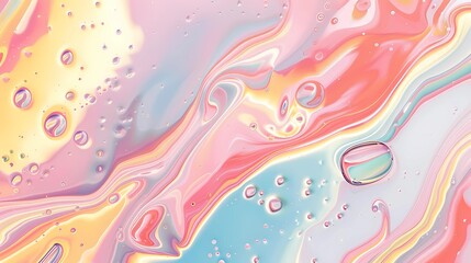 Fototapeta premium Abstract Colorful Fluid Oil Spill Art Painting with Swirling Patterns in Vibrant Dreamy Pastel Tones Hues Background