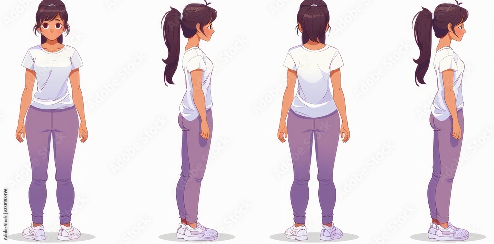 Aufkleber an animation constructor for creating a female character body cartoon design. create a female charac