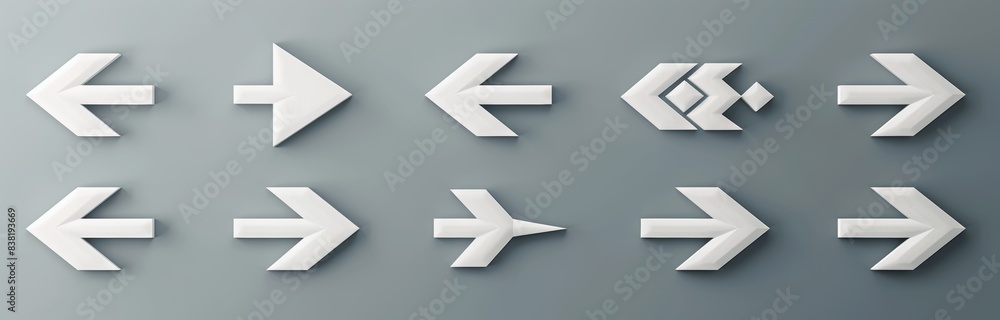 Poster the cursor is white and transparent and the arrow points to the next or back direction on a website.