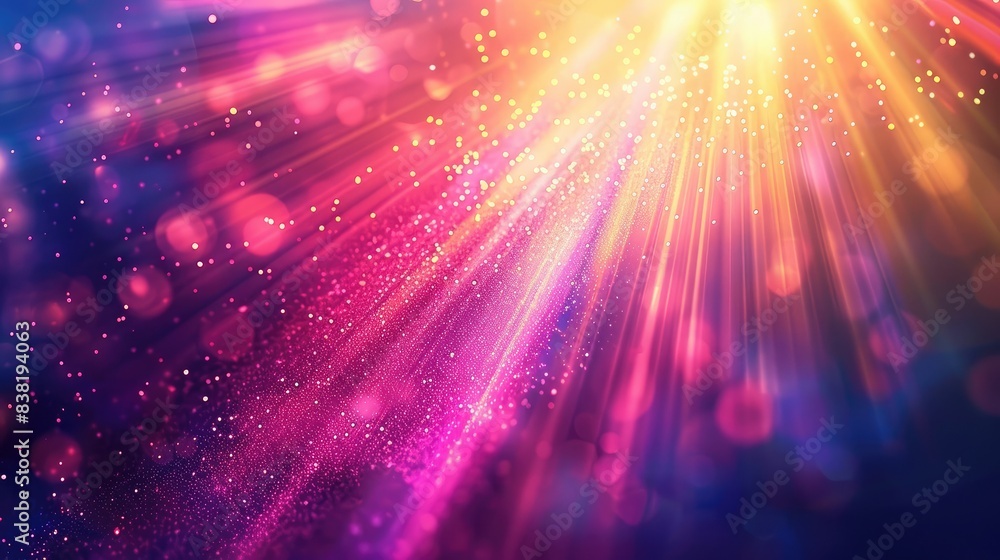 Poster abstract shine glow background with radiant light beams and bokeh effects, creating a vibrant and dy
