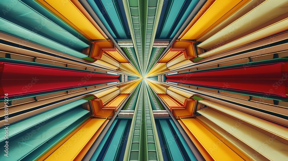 Aufkleber abstract colorful symmetrical pattern with vibrant hues and geometric shapes, creating a visually st
