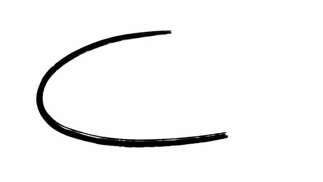 Outline of black circle on white background in animated scribble style stop motion. Symbol of ellipse hand drawn in isolated footage ready to use in online interface to highlight necessary information