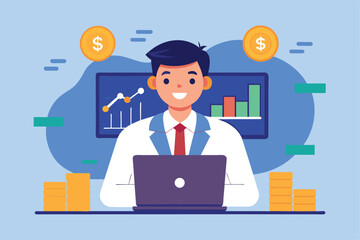 Success online trader, stock market and crypto currency internet trading, earn money from investment technical analysis concept, happy young adult man make money by trading online on laptop computer.