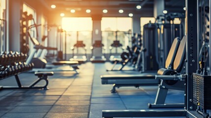 exercise machines in the gym of modern gym interior.