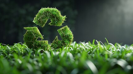 Green grass recycling icon, photorealistic, ecofriendly theme, minimalistic, natural tones, ample copy space 8K , high-resolution, ultra HD,up32K HD