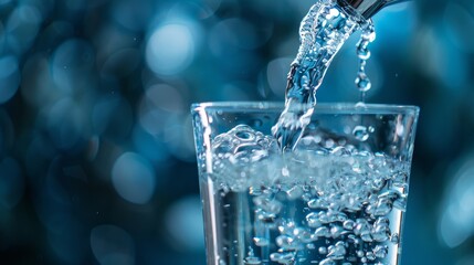 fresh water flowing from a tap into a drinking glass