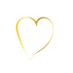 Simple golden doodle hand drawn heart. Isolated design element for valentine's day, wedding, romance.  isolated on white background