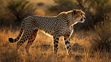 cheetah standing in the middle of the fores.