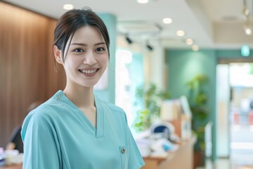 Fototapeta premium 笑顔の歯科衛生士の女性（歯科・医療業界・アシスタント・転職）