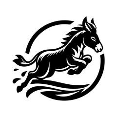 Donkey logo design, donkey design, donkey jumping logo design