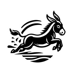 Fototapeta premium Donkey logo design, donkey design, donkey jumping logo design