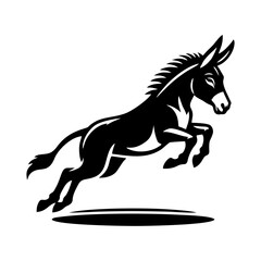 Fototapeta premium Donkey logo design, donkey design, donkey jumping logo design