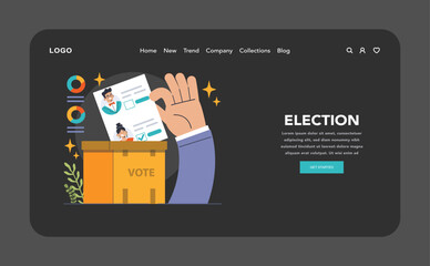 Election web or landing dark or night mode. Democratic procedure