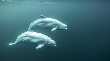 Obraz premium Beluga Whales, the beauty of white in the water