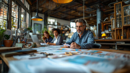 Successful Business Professionals Collaborating on Project in Modern Office