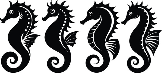Seahorse vector silhouette an white background 