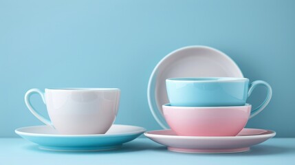 Fototapeta premium Beautifully Designed Pastel Plates and Bowls Ideal for Contemporary Dining