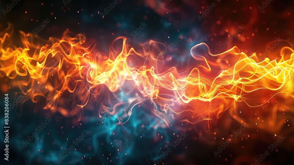 Poster dynamic abstract shine glow background with energetic light waves and pulsating rhythms, suitable fo