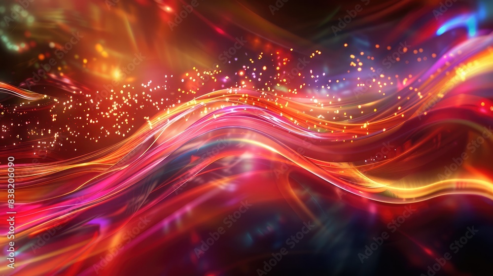 Poster dynamic abstract shine glow background with energetic light waves and pulsating rhythms, suitable fo