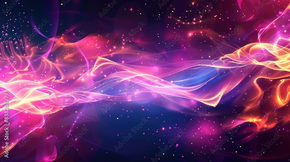 Poster dynamic abstract shine glow background with energetic light waves and pulsating rhythms, suitable fo