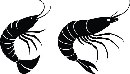 Shrimp shape vector silhouette 