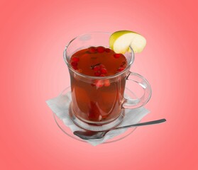 Cup of hot tasty herbal chamomile tea