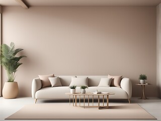 Boho Style Living Room with Warm Pastel Accents and Microcement Wall - Mediterranean Cozy Lounge

