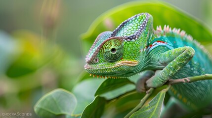 Beautiful green chameleon