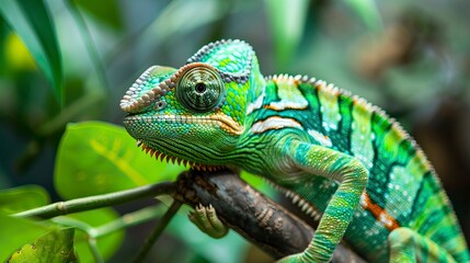 Obraz premium Beautiful green chameleon