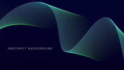 Abstract blue wave line pattern on dark blue background. Futuristic technology concept. Suit for banner, poster, cover, brochure, flyer, website