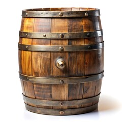 Obraz premium Old wooden rum keg isolated on white background